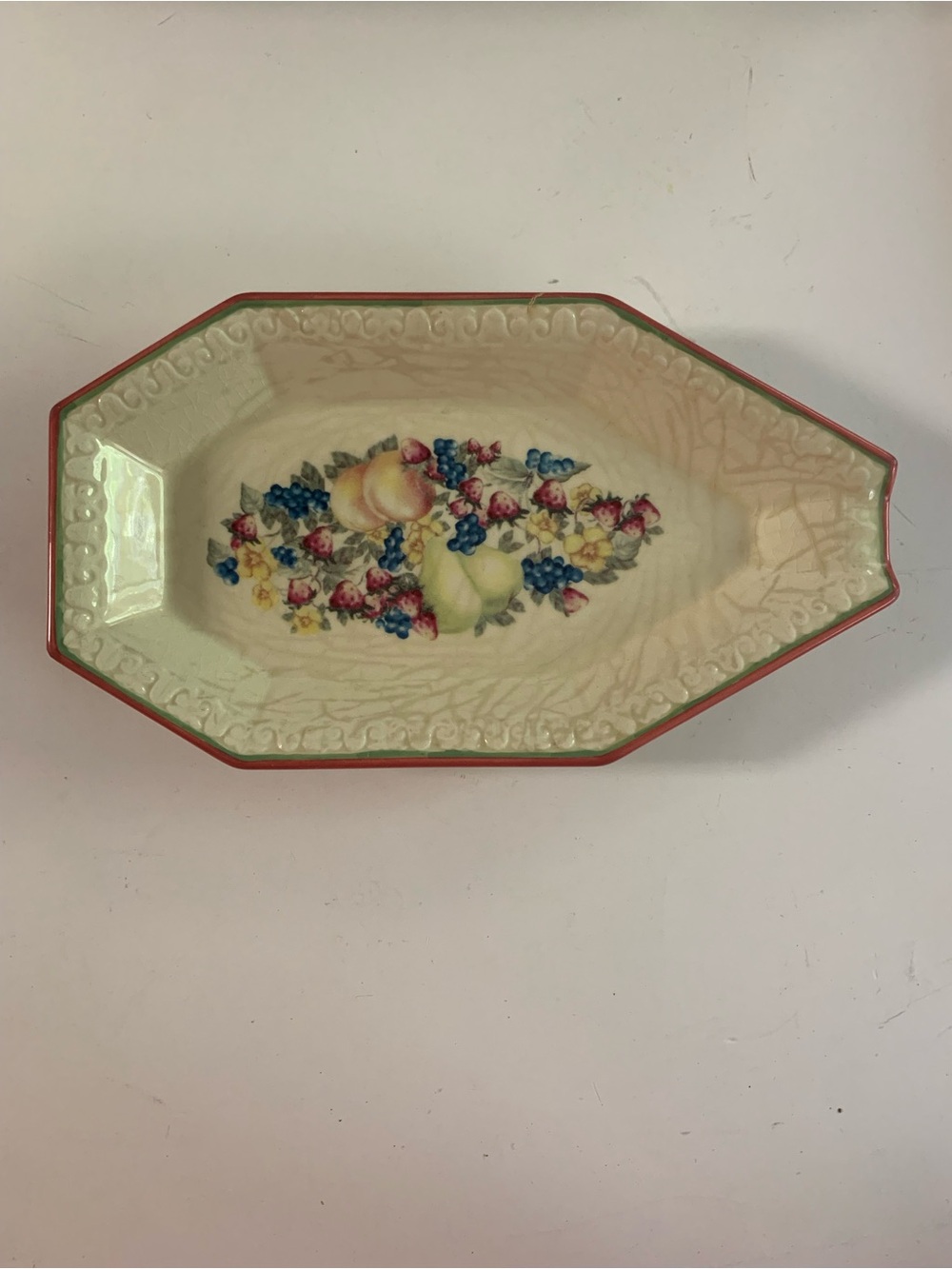 Three Avon Sweet Country Harvest Cream Ceramic Dish with Pink Trim
